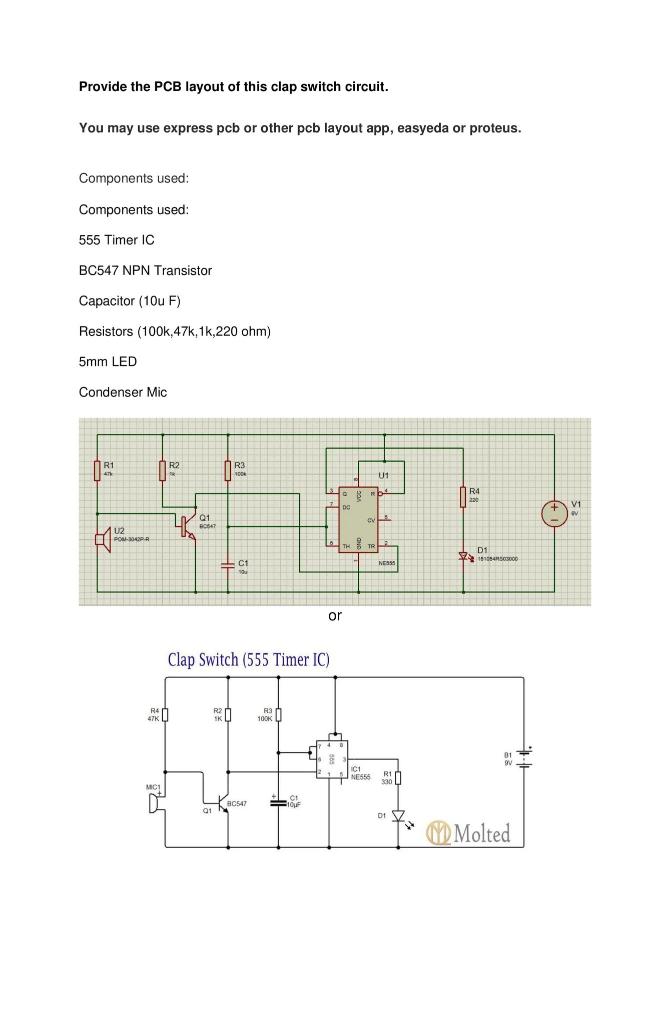 Clap ON Clap OFF Switch using 555 Timer