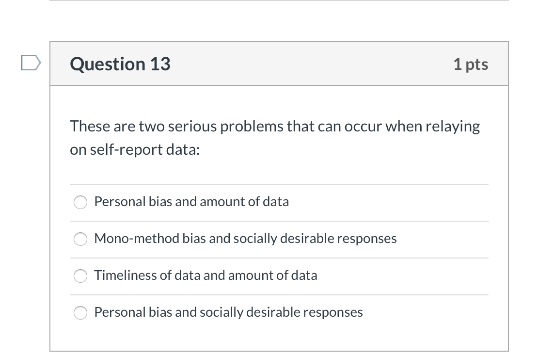 Solved Question 10 1 pts Relates to whether the data | Chegg.com