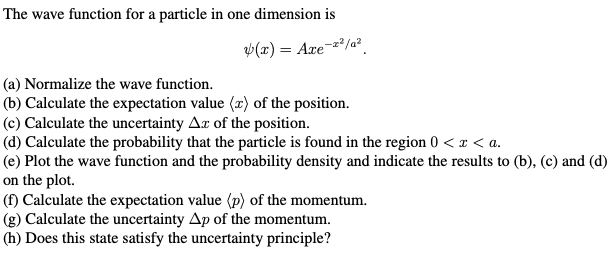 Solved The wave function for a particle in one dimension is | Chegg.com