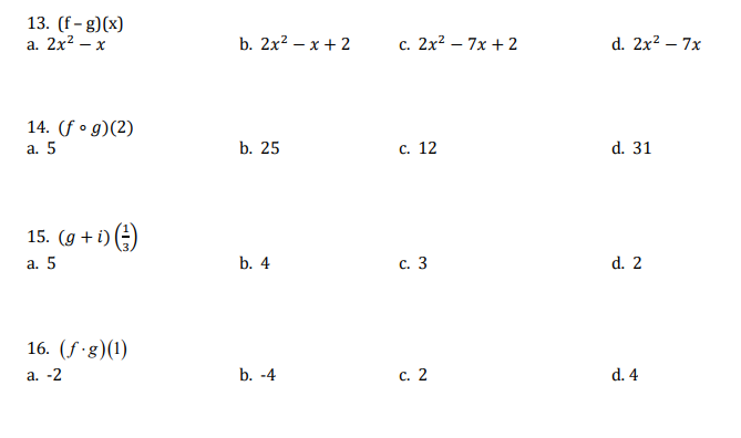 For the remaining questions use the given functions | Chegg.com