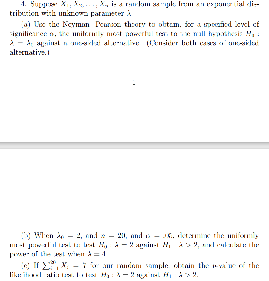 Solved 4. Suppose X1, X2, ..., Xn Is A Random Sample From An | Chegg.com