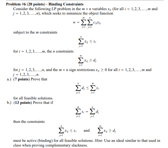 Solved Problem #6 (20 points) - Binding Constraints Consider | Chegg.com