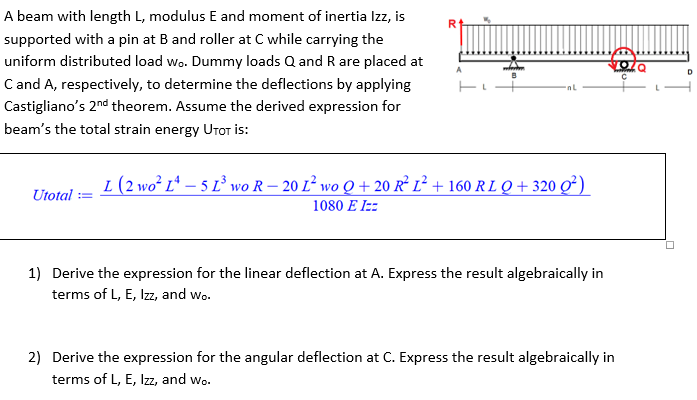 Solved A beam with length L, modulus E and moment of inertia | Chegg.com