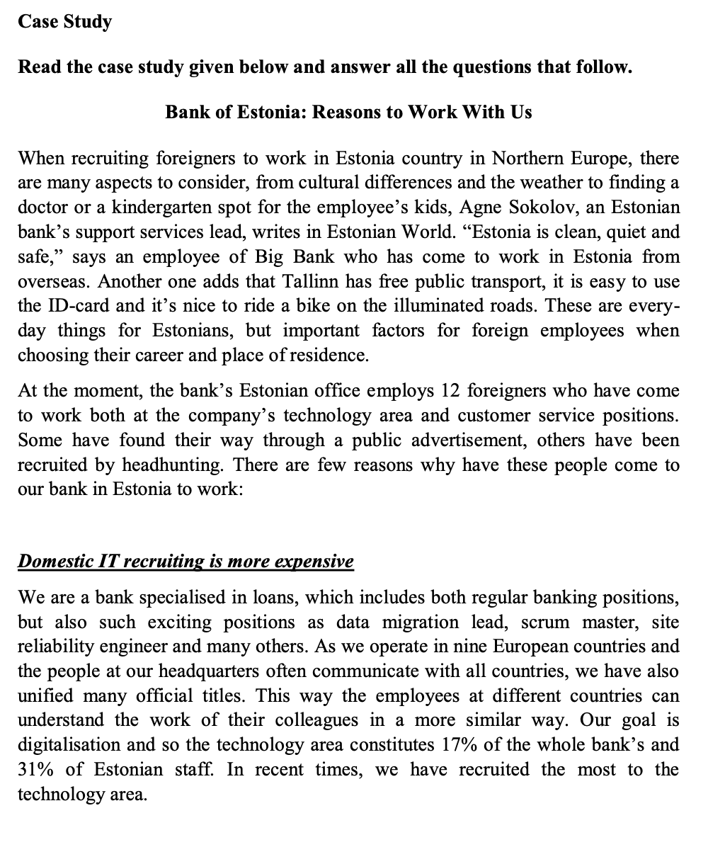 Solved Case Study Read the case study given below and answer | Chegg.com