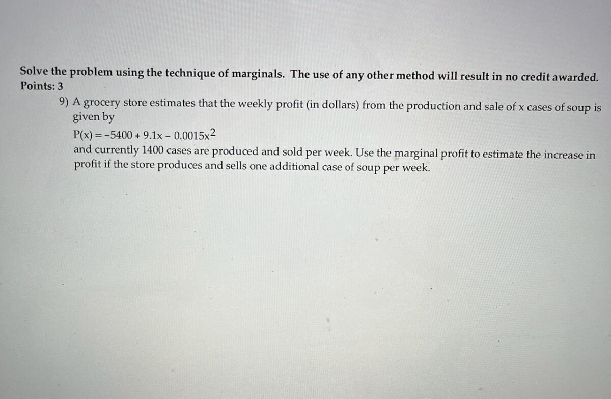 Solved Solve the problem using the technique of marginals. | Chegg.com