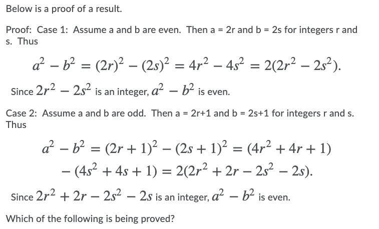 Solved Below is a proof of a result. Proof: Case 1: Assume a | Chegg.com