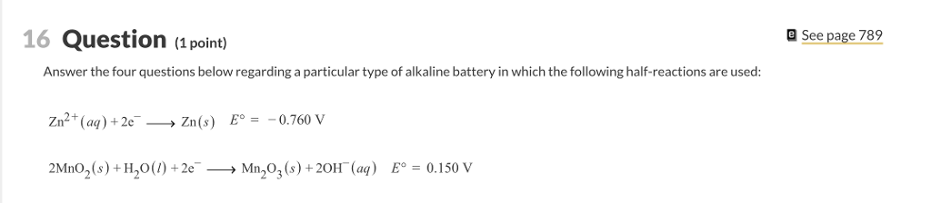 Solved 16 Question (1 point) a See page 789 Answer the four | Chegg.com