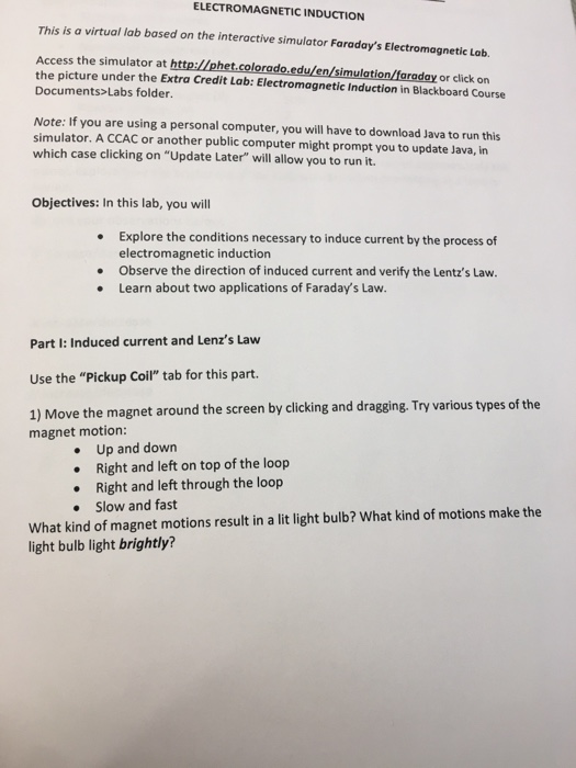 Solved INDUCTION This is a virtual lab based