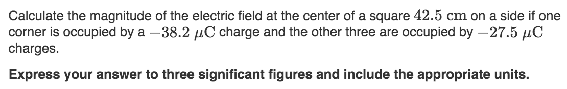 Solved Calculate The Magnitude Of The Electric Field At The | Chegg.com