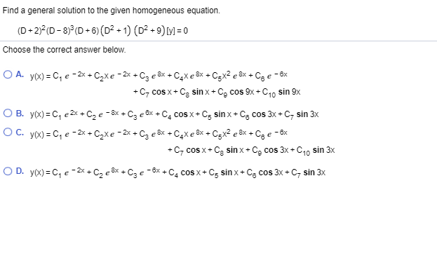 Solved Find A General Solution To The Given Homogeneous Chegg Com Solved Find A General Solution To The Given Homogeneous Chegg Com