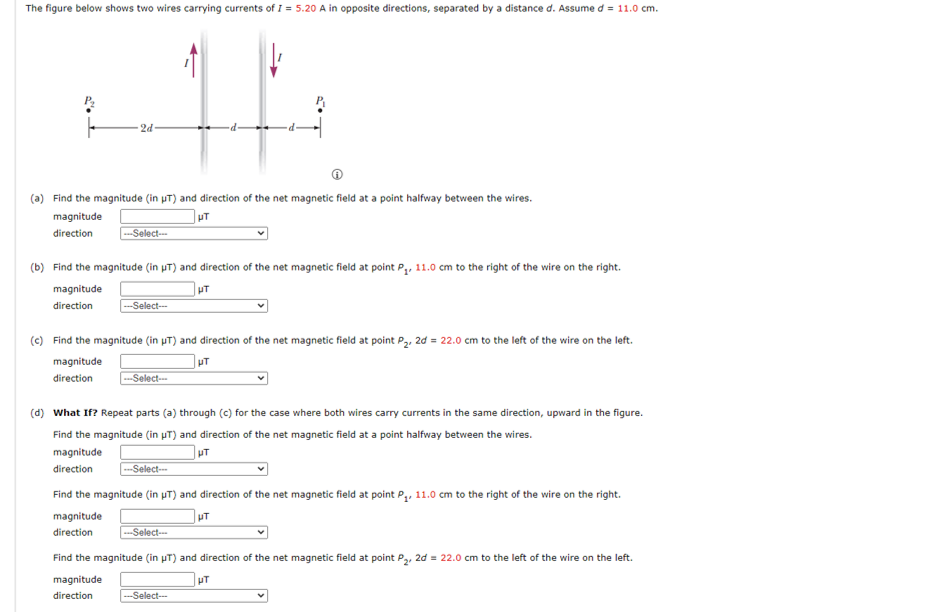 Solved The figure below shows two wires carrying currents of