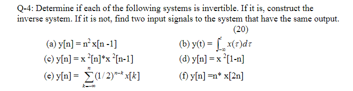 Solved Q-4: Determine if each of the following systems is | Chegg.com
