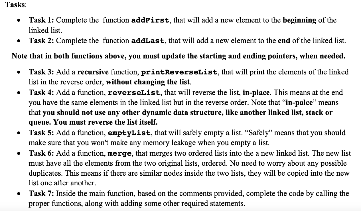 linked list important questions with code and... Solved Question 1 (30 marks) Linked List: In this question | Chegg.com