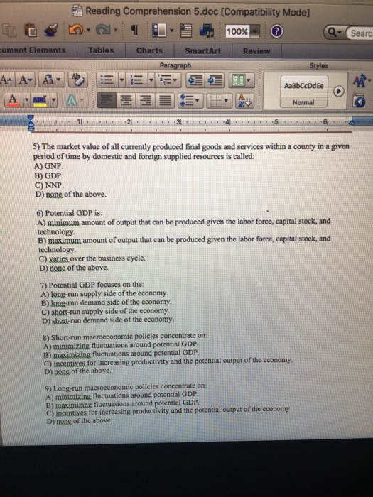 Solved Reading Comprehension 5.doc [Compatibility Mode] | Chegg.com