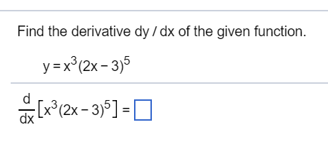 Solved Find the derivative dy/dx of the given function. | Chegg.com