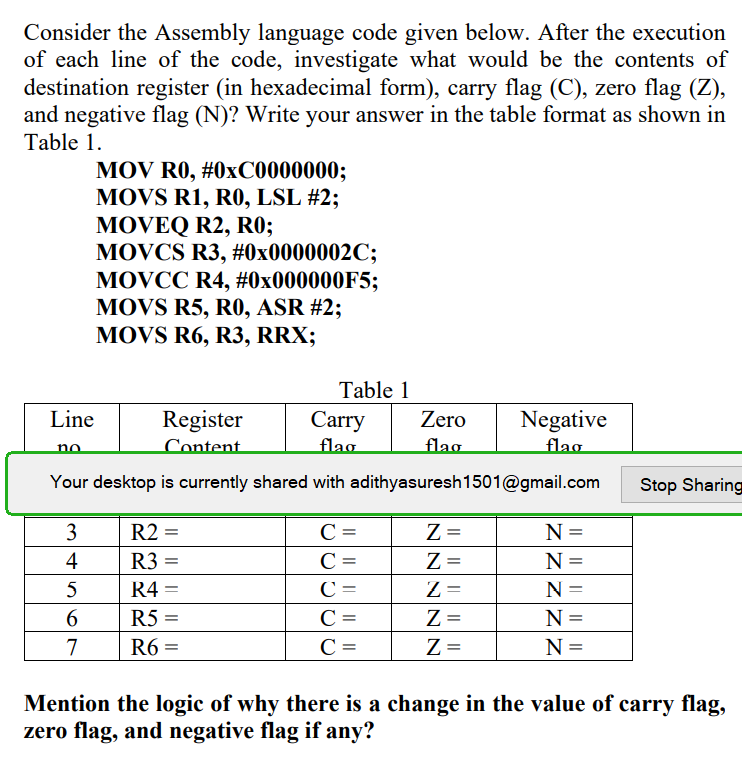 Solved Consider the Assembly language code given below. | Chegg.com