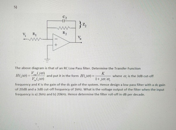 Solved MN V. The above diagram is that of an RC Low Pass | Chegg.com