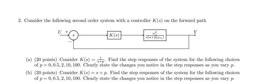 Solved 2. Consider the following second order system with a | Chegg.com