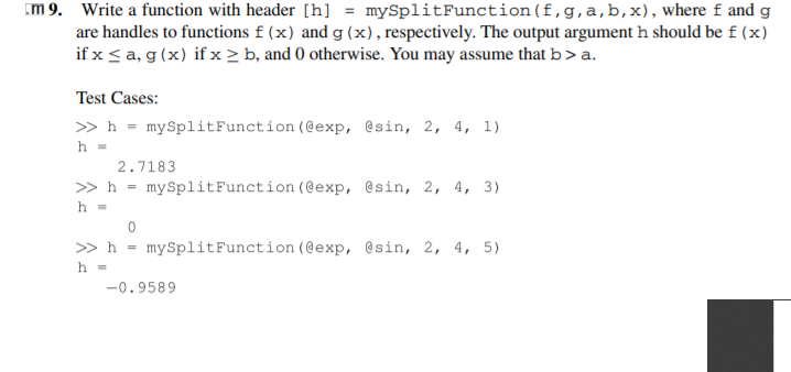 Solved m9. Write a function with header [h] = | Chegg.com