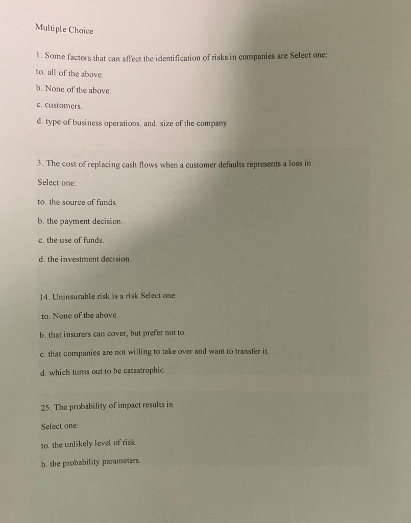 Solved Multiple Choice 1. Some factors that can affect the | Chegg.com