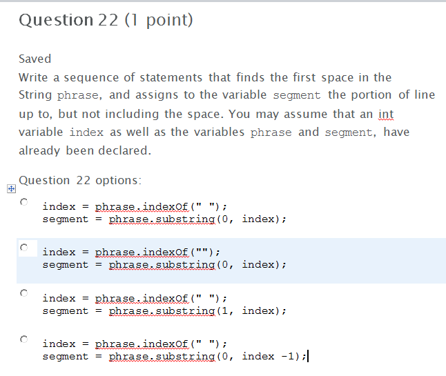 Solved Question 16 (1 point) Assuming that the following | Chegg.com