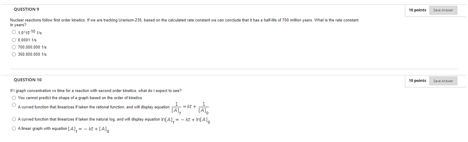 Solved QUESTION 9 10 points Save Answer Nuclear reactions | Chegg.com