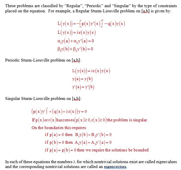 Solved Please Write The Eigenvalues And Eigenfunction Ple Chegg Com