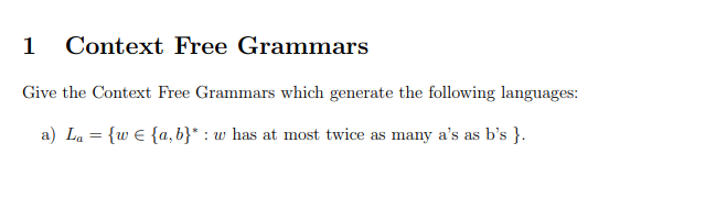 Solved 1 Context Free Grammars Give The Context Free | Chegg.com