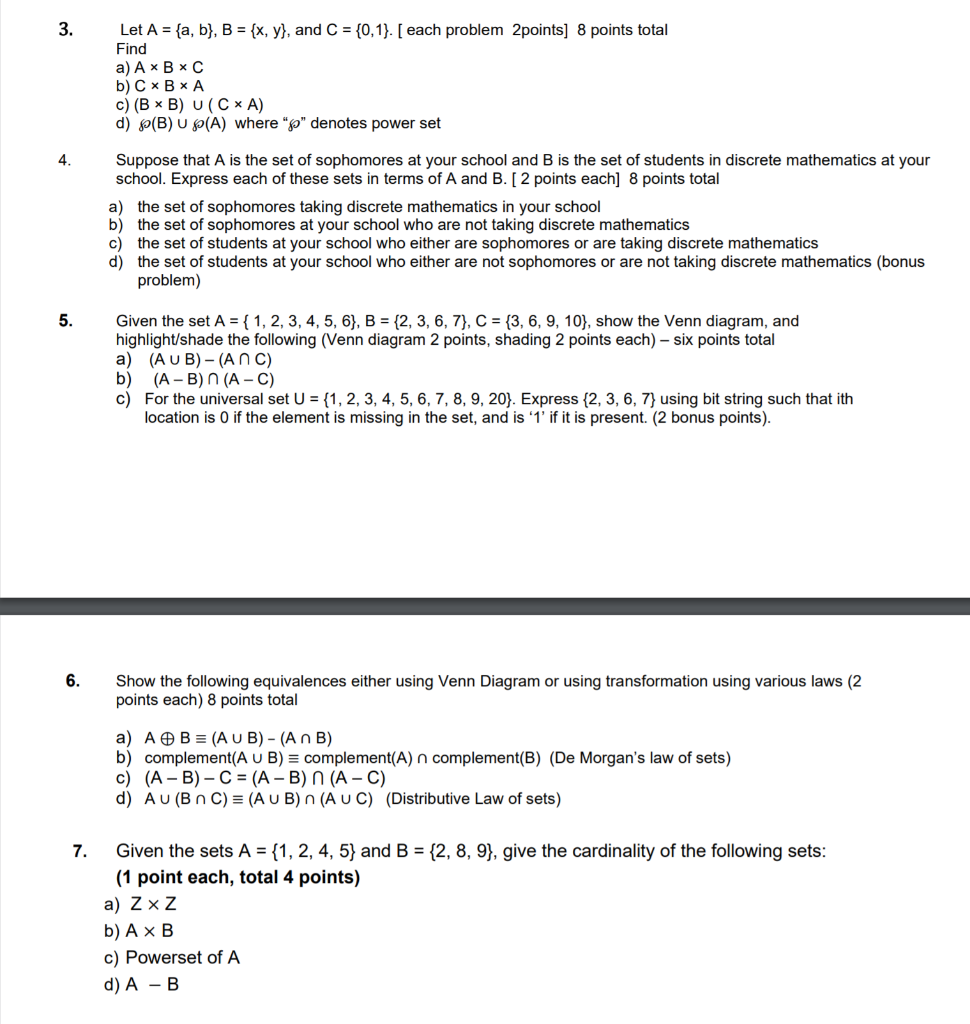 Solved Let A = {a, B}, B = {x,y}, And C = {0,1}. [ Each | Chegg.com