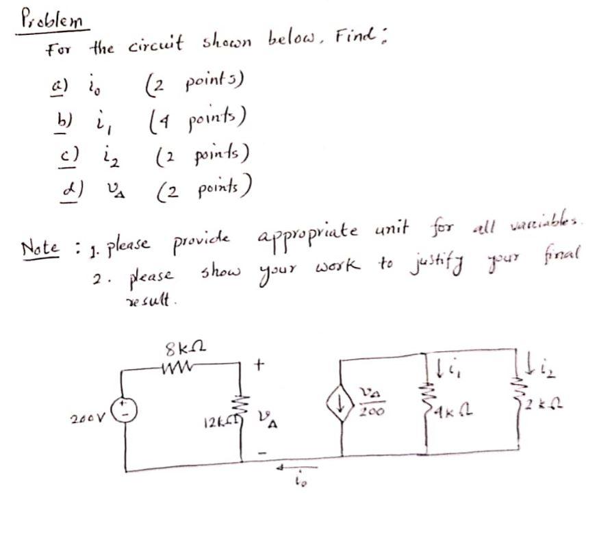 Solved Problem , 4 For The Circuit Shown Below. Find: (2 | Chegg.com