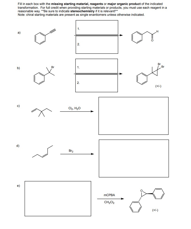 Solved Fill in each box with the missing starting material, | Chegg.com