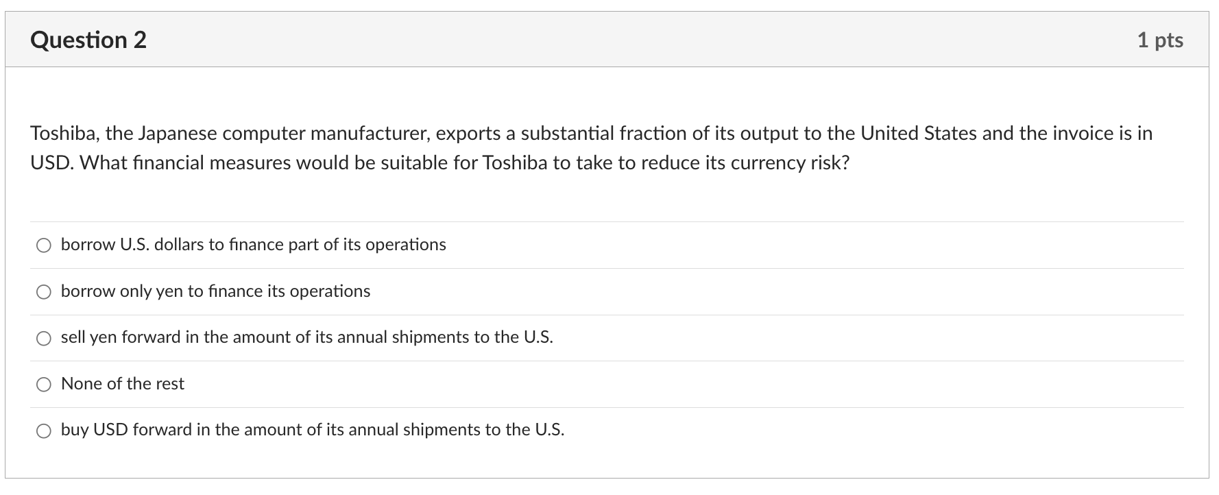 Solved Toshiba, the Japanese computer manufacturer, exports | Chegg.com