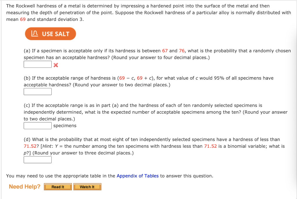 Solved The Rockwell Hardness Of A Metal Is Determined By | Chegg.com