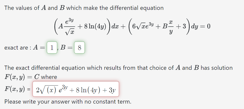 Solved The Values Of A And B Which Make The Differential | Chegg.com