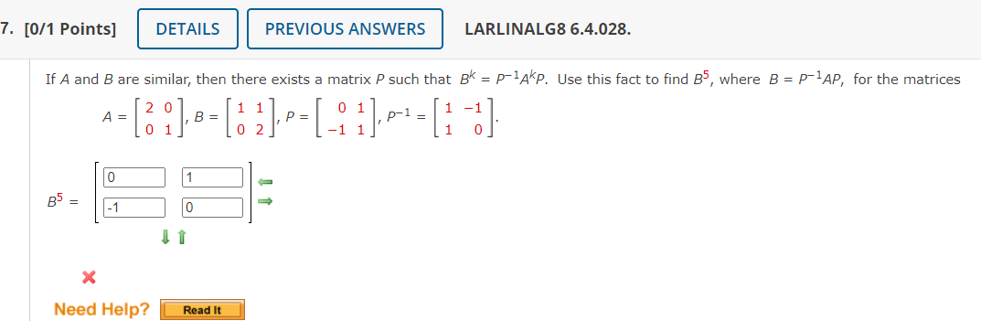 Solved If A and B are similar, then there exists a matrix P | Chegg.com