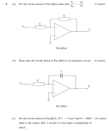 Solved 2. (a) For the circuit shown in Fig Q2(a) show that | Chegg.com