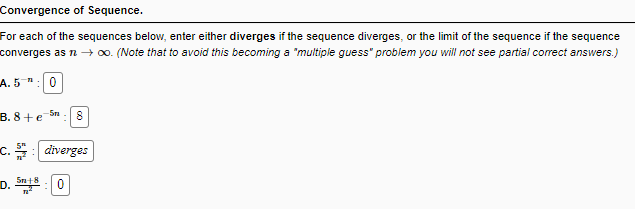 Solved For each of the sequences below, enter either | Chegg.com