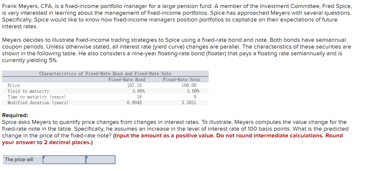Solved Frank Meyers, CFA, is a portfolio