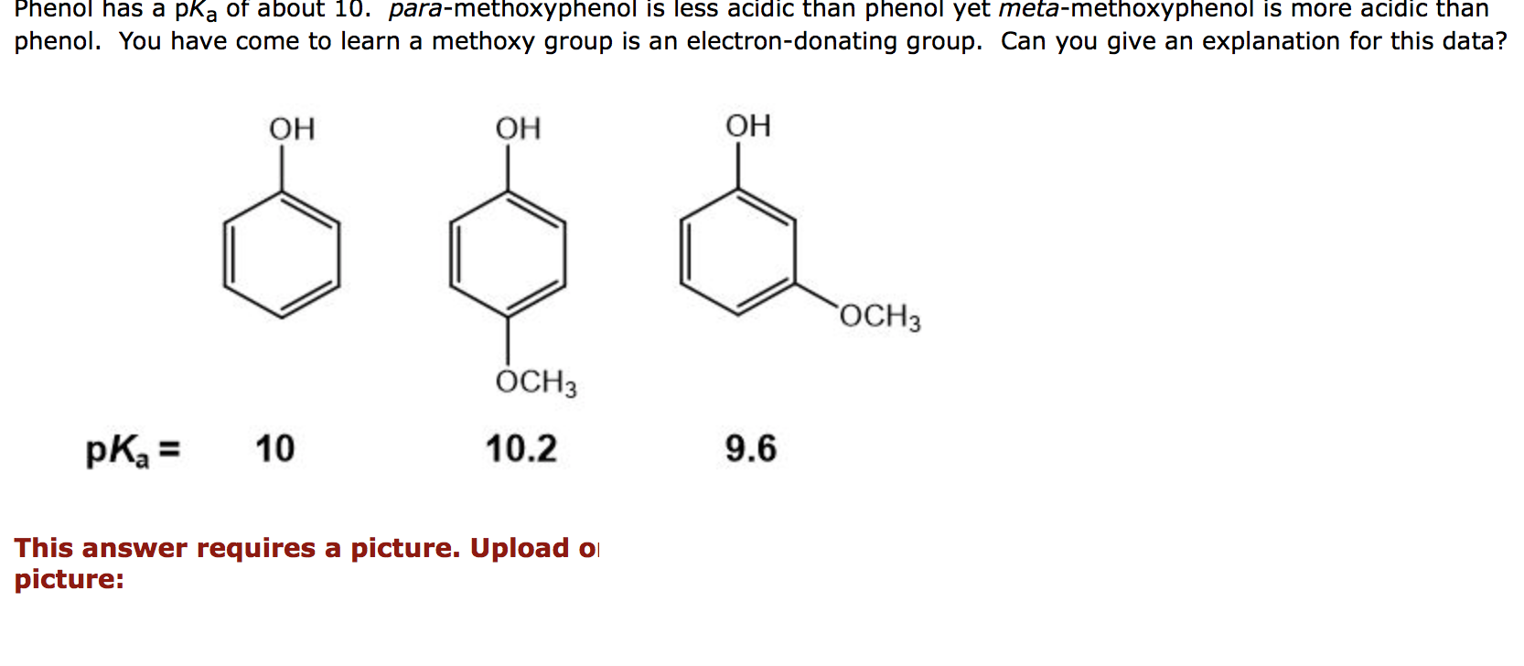 Solved Phenol has a pka of about 10. paramethoxyphenol is