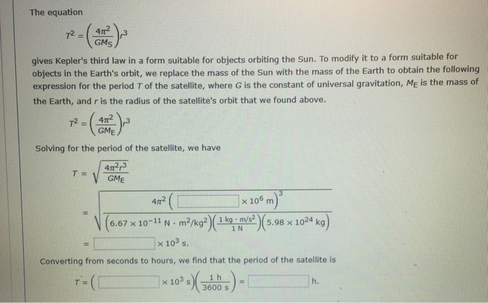 Solved The equation GMs gives Kepler's third law in a form | Chegg.com