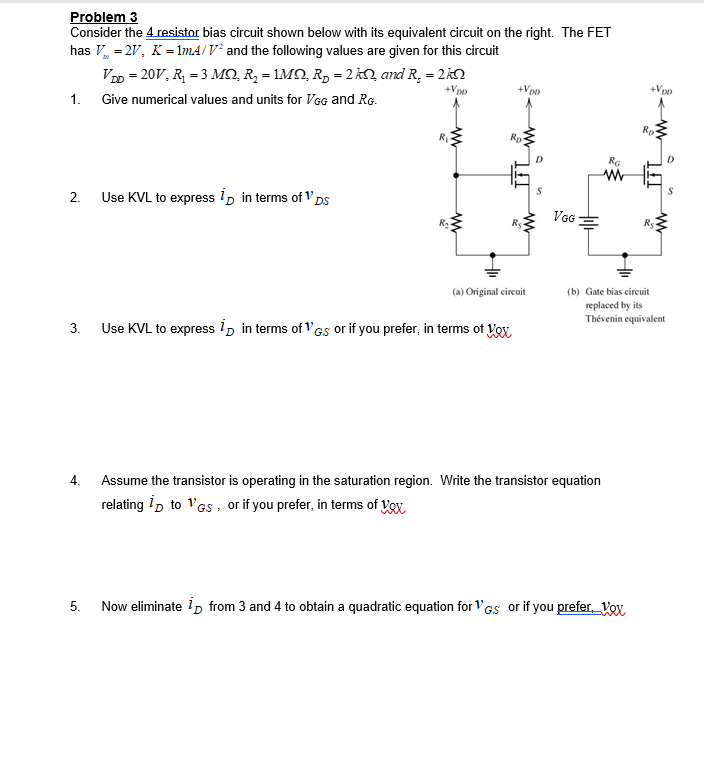 Solved Problem 3 Consider the 4 resistor bias circuit shown | Chegg.com