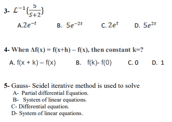 Solved 3 1 4 S 2 A 2e T B 5e C 2et D 5e2t 4 When A Chegg Com