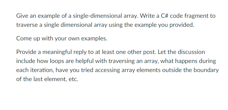 Solved Give an example of a single-dimensional array. Write | Chegg.com