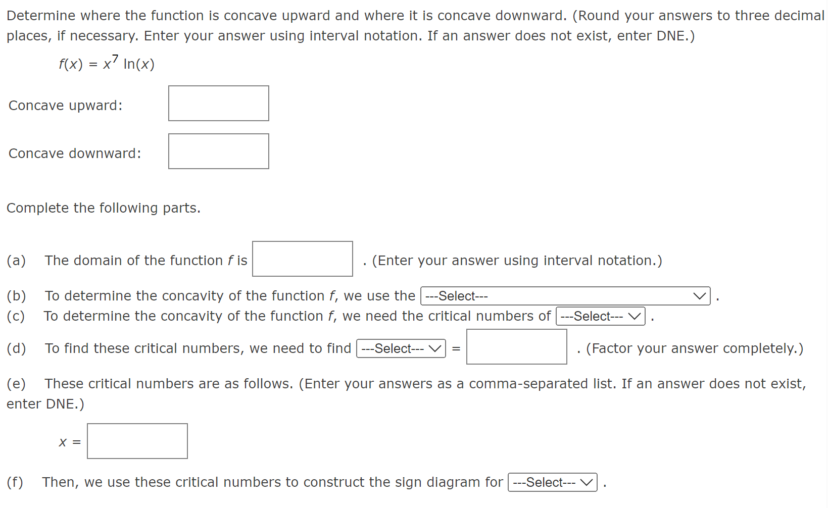 Solved Determine where the function is concave upward and | Chegg.com