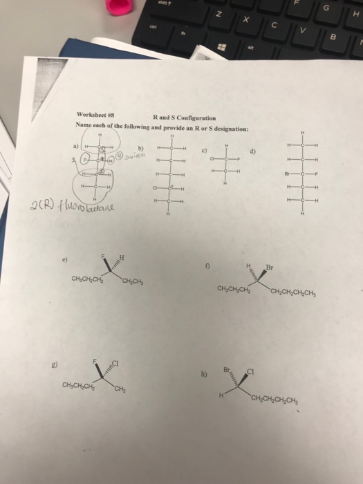 Solved 8 Worksheet 88 R and S Configuration Name each of the | Chegg.com