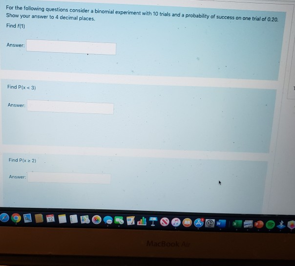 Solved For the following questions consider a binomial | Chegg.com