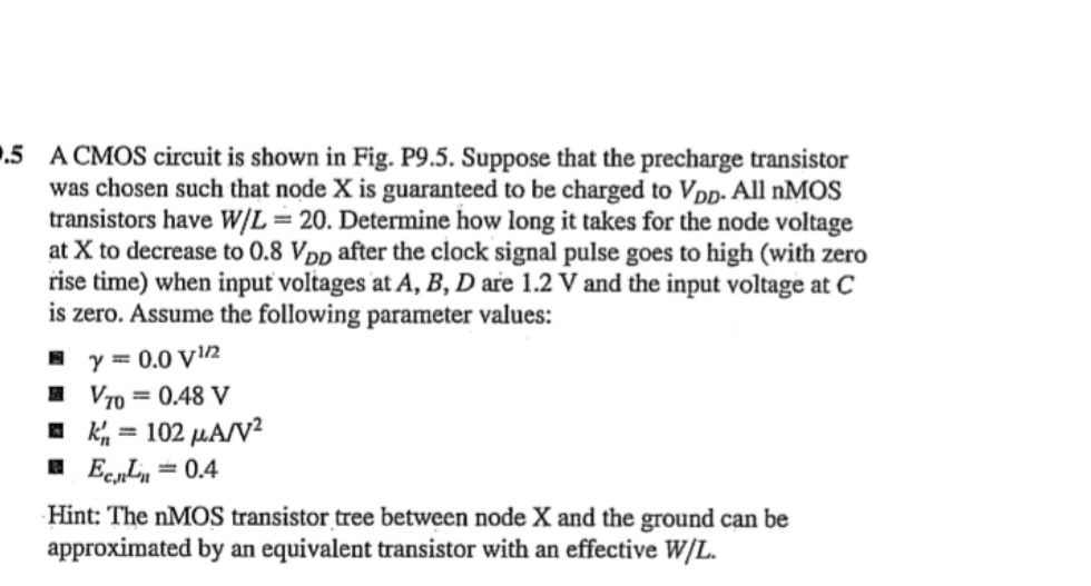 Solved A CMOS circuit is shown in Fig. P9.5. Suppose that | Chegg.com
