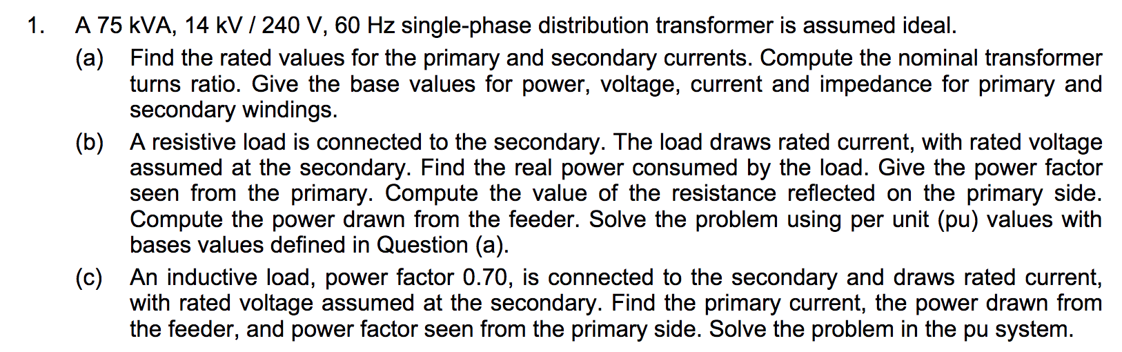 Solved Could you please explain how to solve per unit | Chegg.com