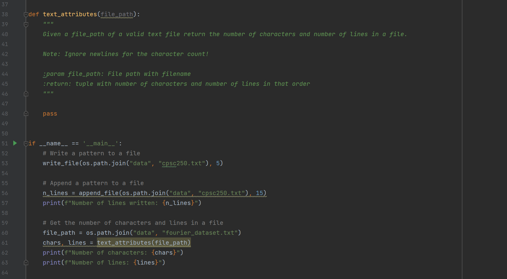 Solved Fdef text_attributes (file_path): inin Given a | Chegg.com