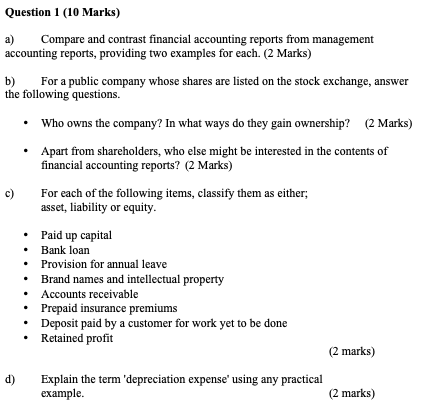 Solved Question 1 (10 Marks) a) Compare and contrast | Chegg.com